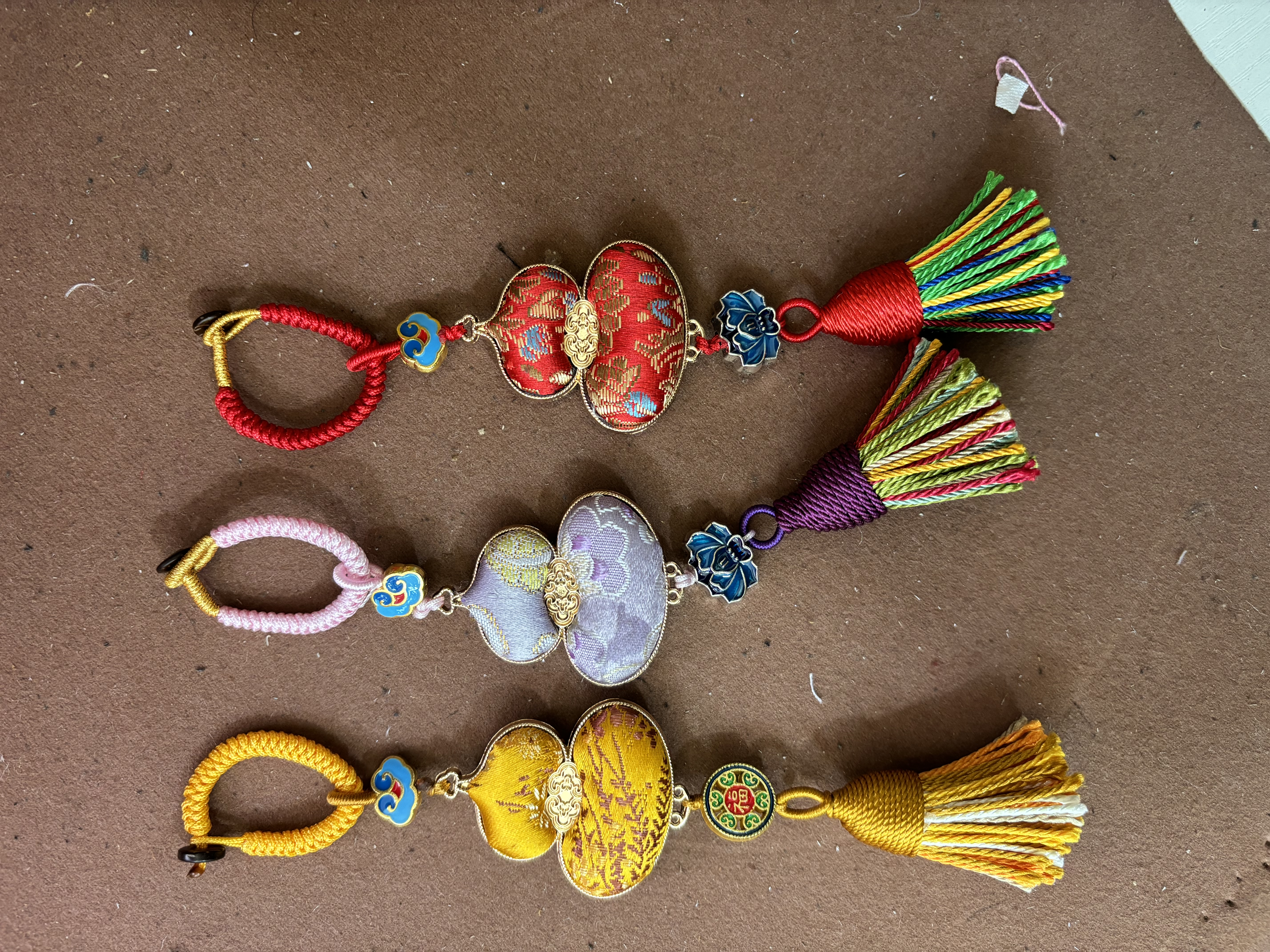 【成品】纯手工新年宋锦葫芦挂件新中式双面葫芦吊坠国风车挂包挂 钥匙扣