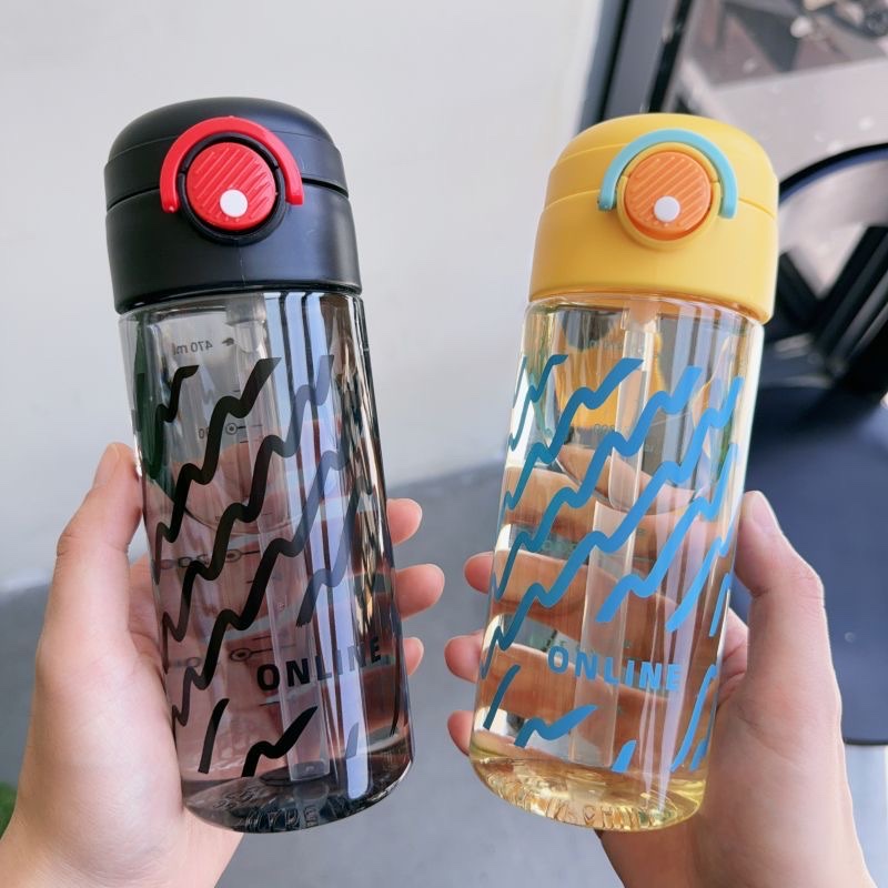 Women's simple and compact water cup, men's anti-drop portable student straw cup, high-temperature resistant drinking cup, plastic portable cup