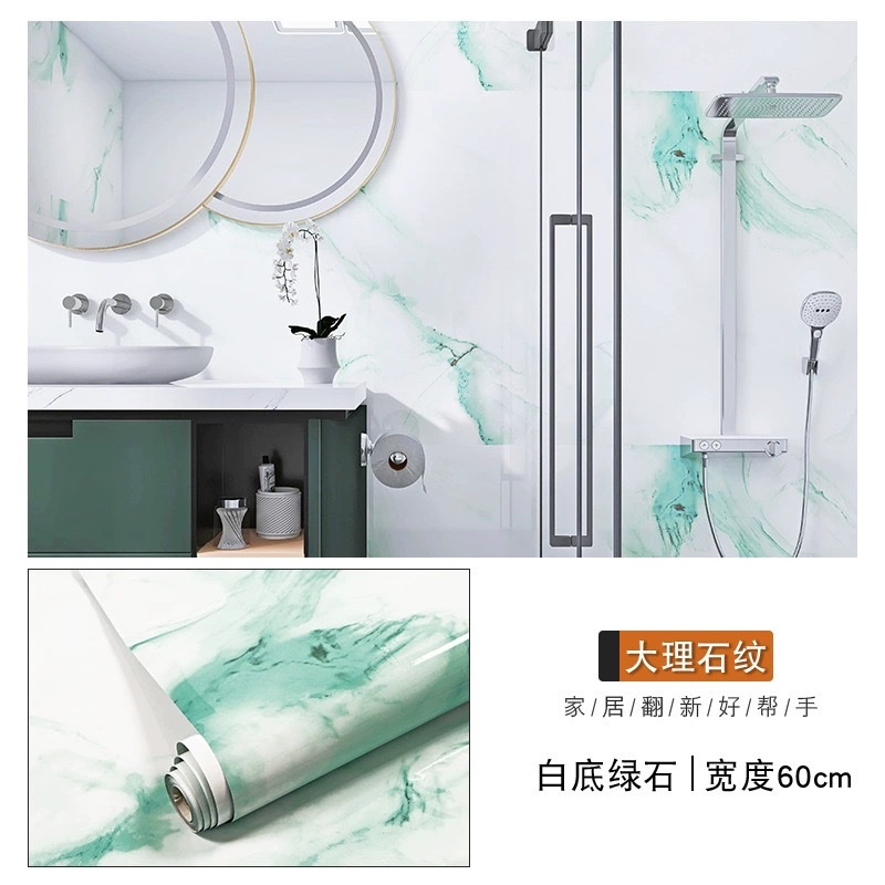Kitchen stickers, waterproof, oil-proof, heat-resistant wall stickers, furniture and dining table renovation wallpaper, self-adhesive imitation marble wall panels, PCV self-adhesive kitchen fume stickers detail image 13