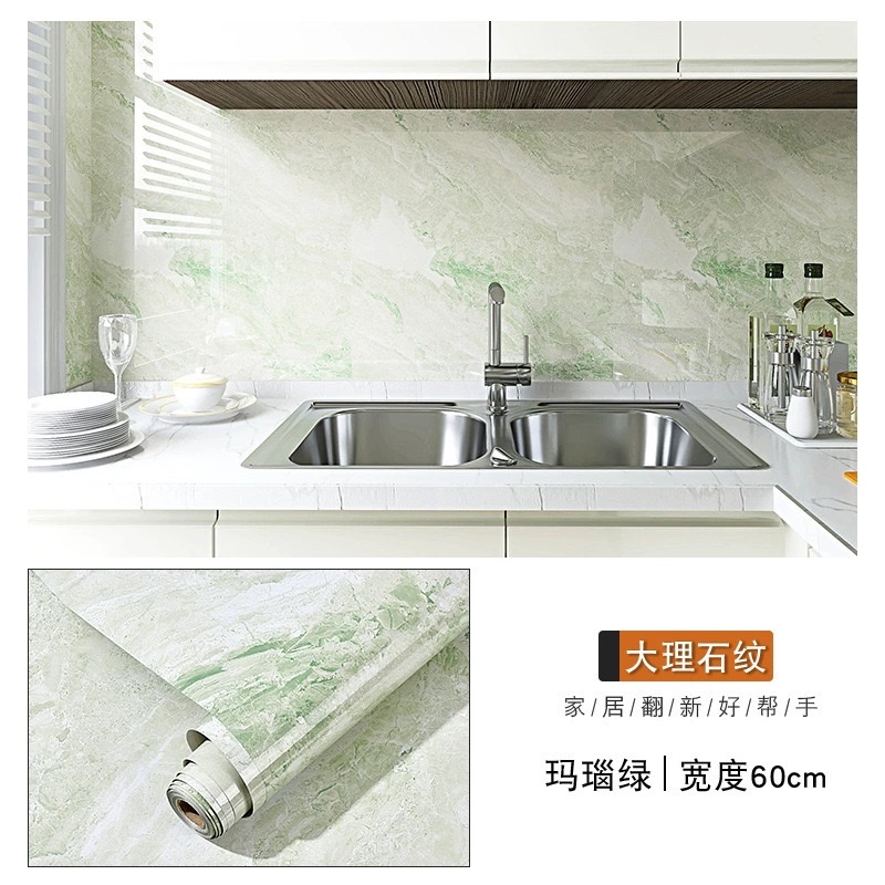 Kitchen stickers, waterproof, oil-proof, heat-resistant wall stickers, furniture and dining table renovation wallpaper, self-adhesive imitation marble wall panels, PCV self-adhesive kitchen fume stickers detail image 16