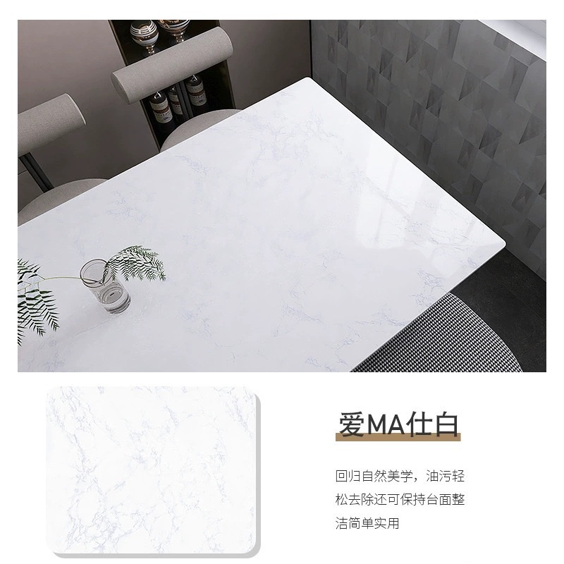 Kitchen stickers, waterproof, oil-proof, heat-resistant wall stickers, furniture and dining table renovation wallpaper, self-adhesive imitation marble wall panels, PCV self-adhesive kitchen fume stickers detail image 6