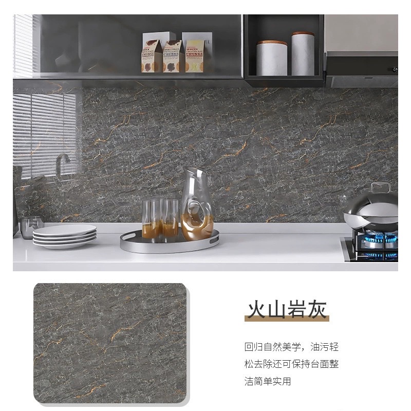 Kitchen stickers, waterproof, oil-proof, heat-resistant wall stickers, furniture and dining table renovation wallpaper, self-adhesive imitation marble wall panels, PCV self-adhesive kitchen fume stickers detail image 8