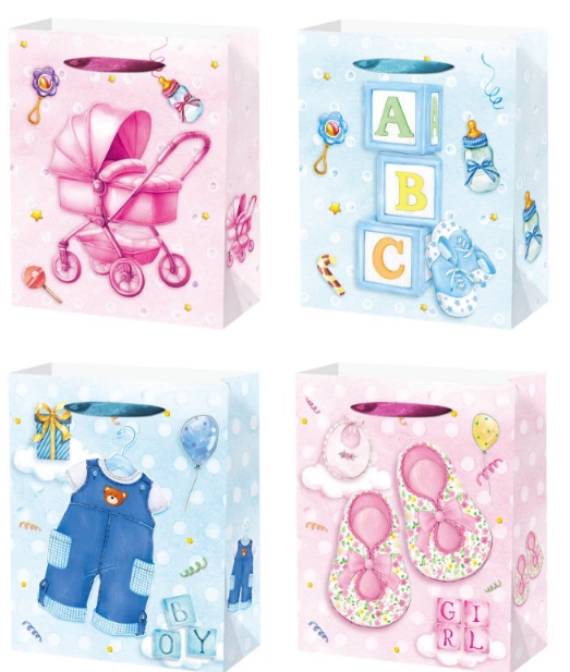 精品包装袋礼品袋手提袋白卡纸宝宝款印刷烫金现货可定制Paper Bag Baby