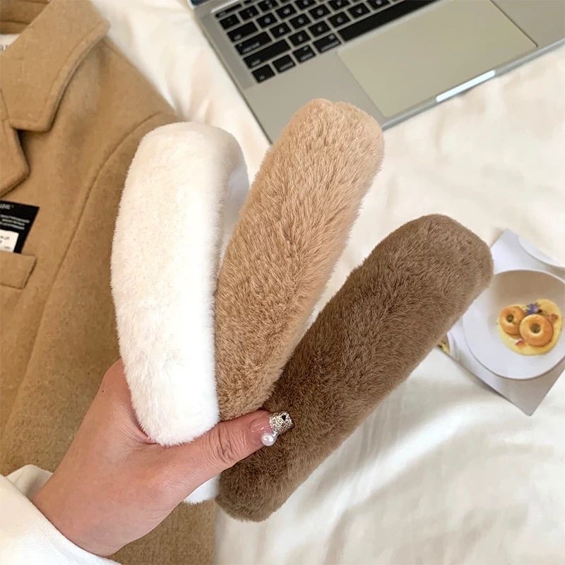 秋冬咖色系毛绒洗脸发箍女高颅顶宽边发卡头饰发饰2026新款秋冬潮流白底实物图