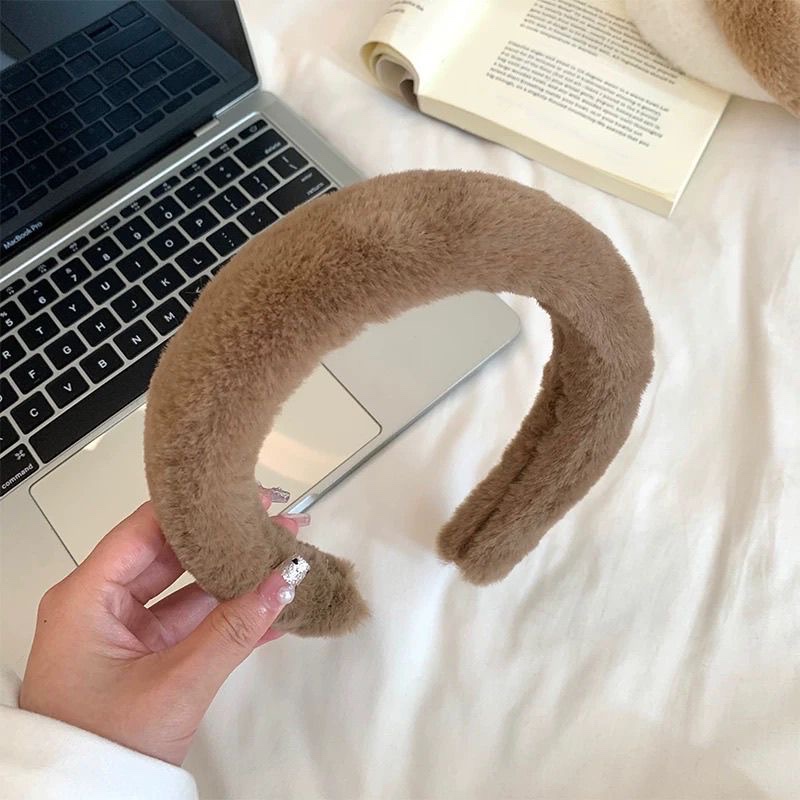 秋冬咖色系毛绒洗脸发箍女高颅顶宽边发卡头饰发饰2026新款秋冬潮流详情图4