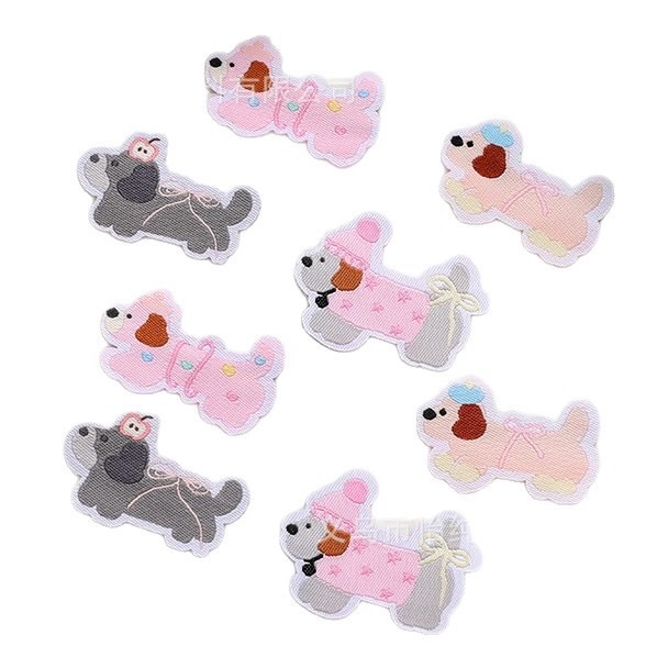 可爱粉色腊肠狗布贴韩系百搭包包装饰大肠圈布标卡通娃衣小狗标签 布贴详情图6