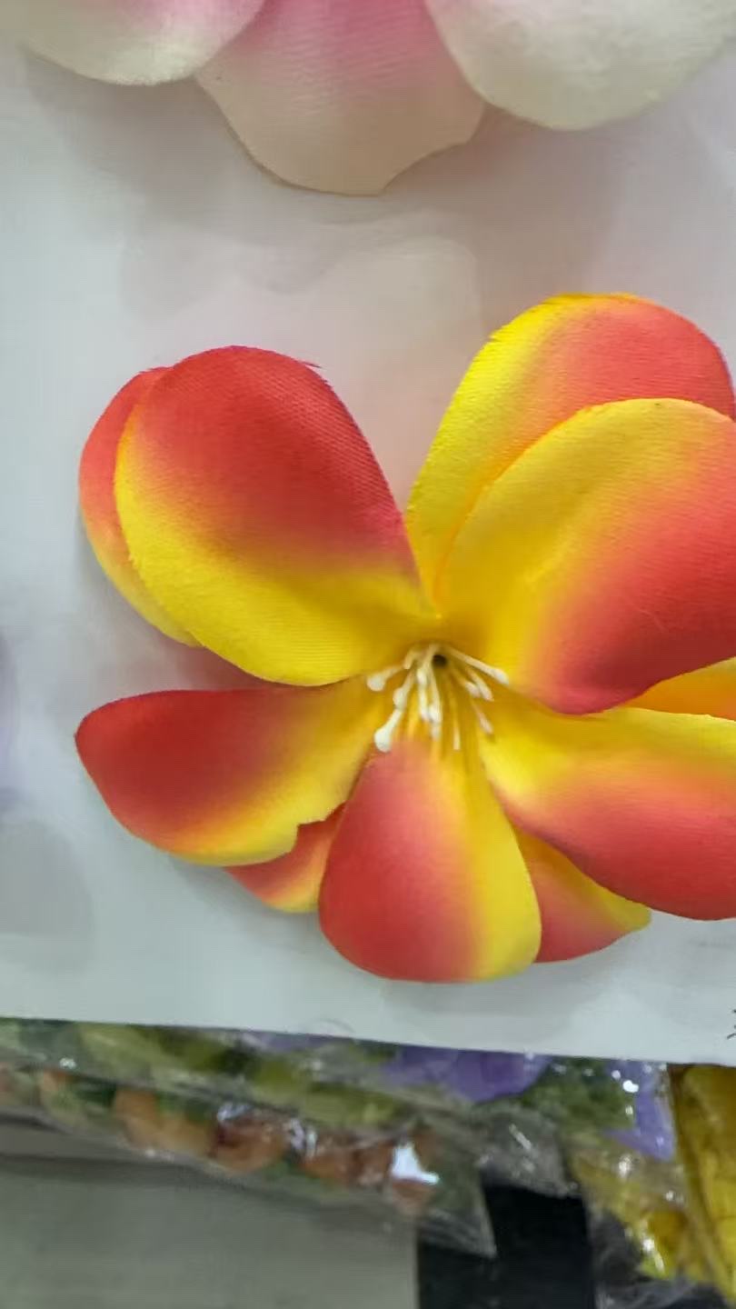 仿真花双色花环小朵橘红黄芯泰国毛布婚庆批发