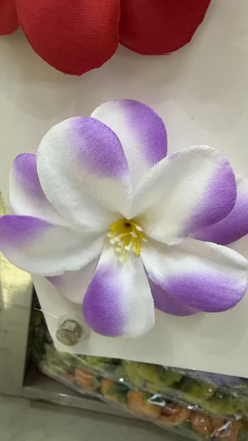仿真花双色花环小朵紫白黄芯泰国毛布婚庆批发