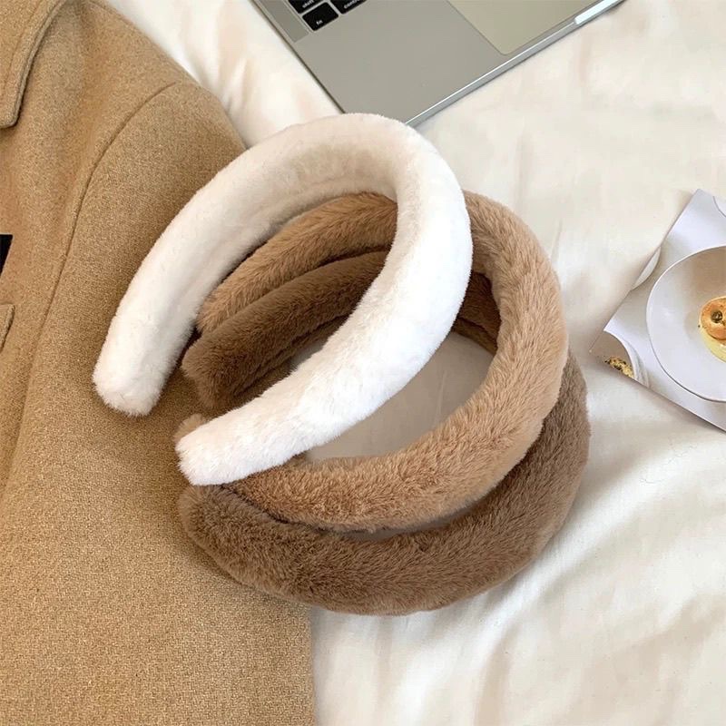 秋冬咖色系毛绒洗脸发箍女高颅顶宽边发卡头饰发饰2026新款秋冬潮流细节图