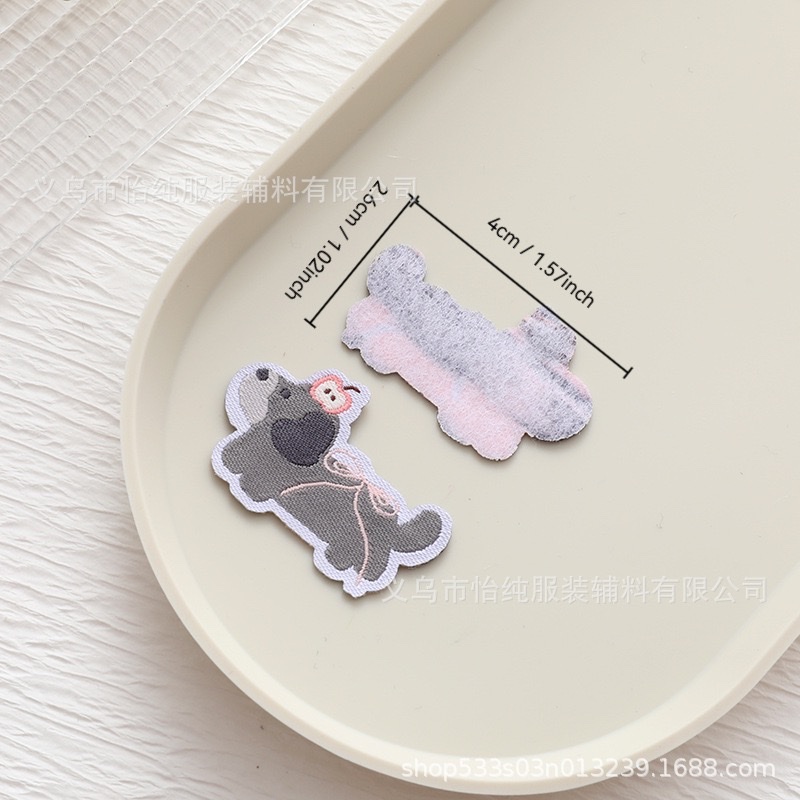 可爱粉色腊肠狗布贴韩系百搭包包装饰大肠圈布标卡通娃衣小狗标签 布贴详情图9