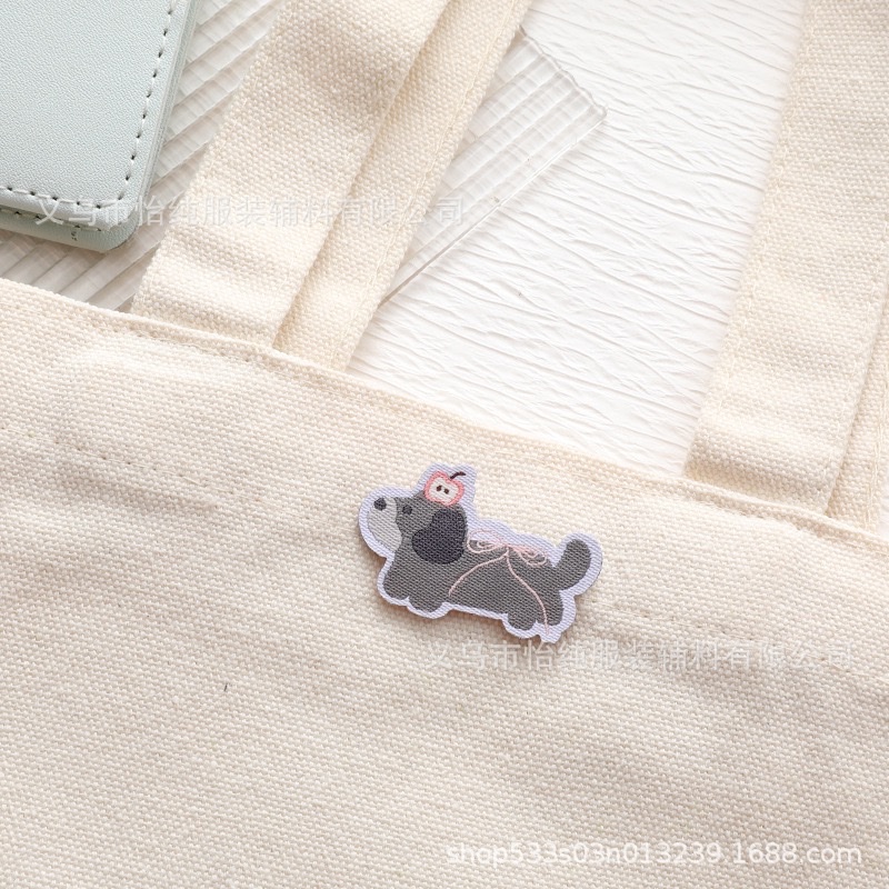 可爱粉色腊肠狗布贴韩系百搭包包装饰大肠圈布标卡通娃衣小狗标签 布贴详情图7