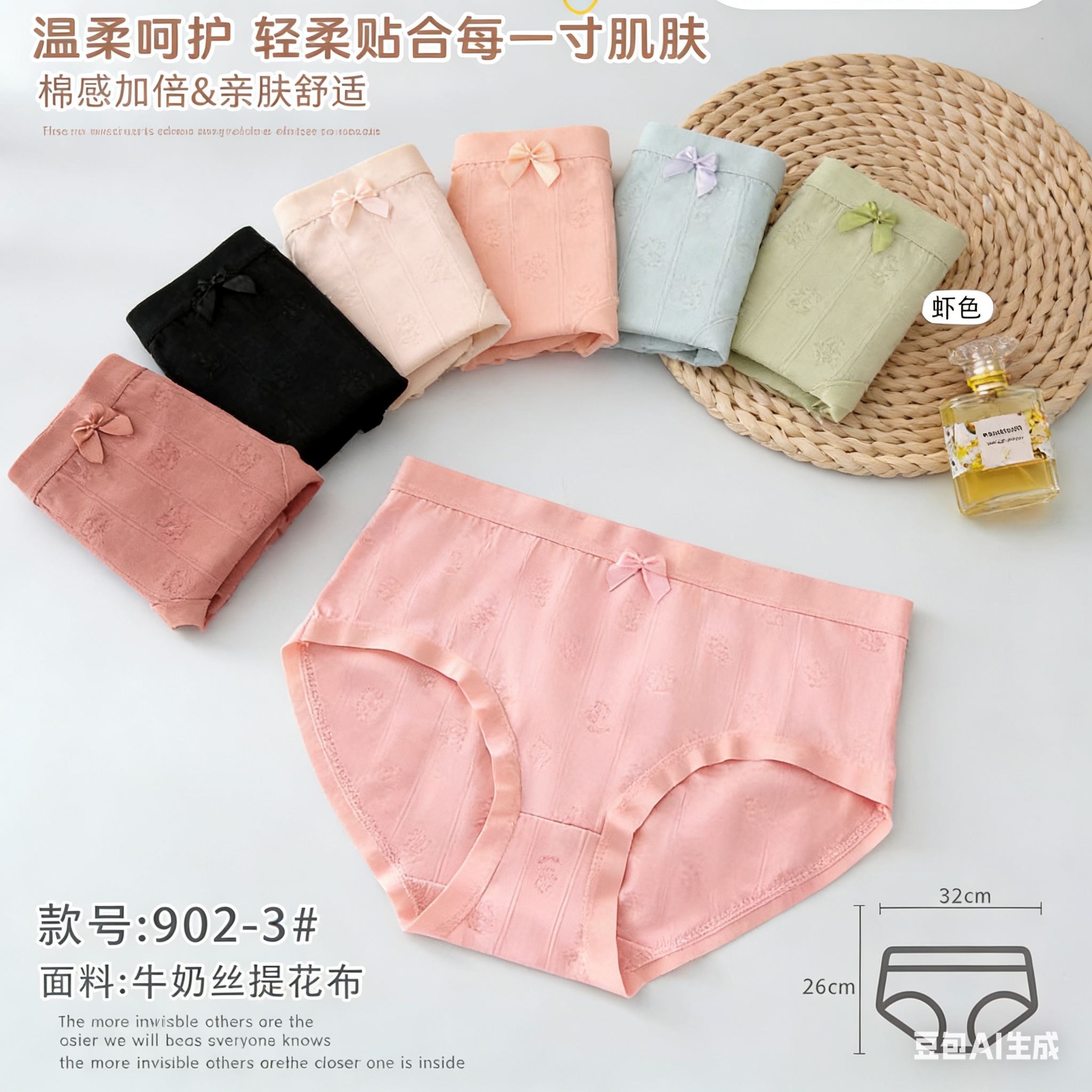 902-3#牛奶丝提花内裤 厂家直销 量大从优 好卖不压货 批发爆款 舒适好穿 回购率超高 颜值高 thumbnail