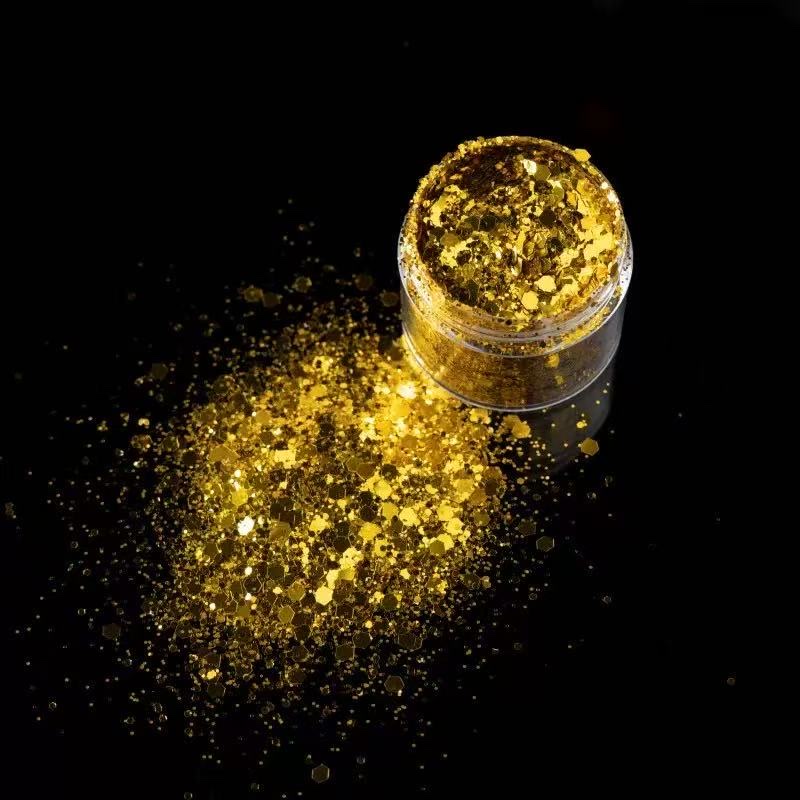 Best-selling gold onion powder, glitter powder, wearable nail art accessories, sequined glitter powder detail image 6