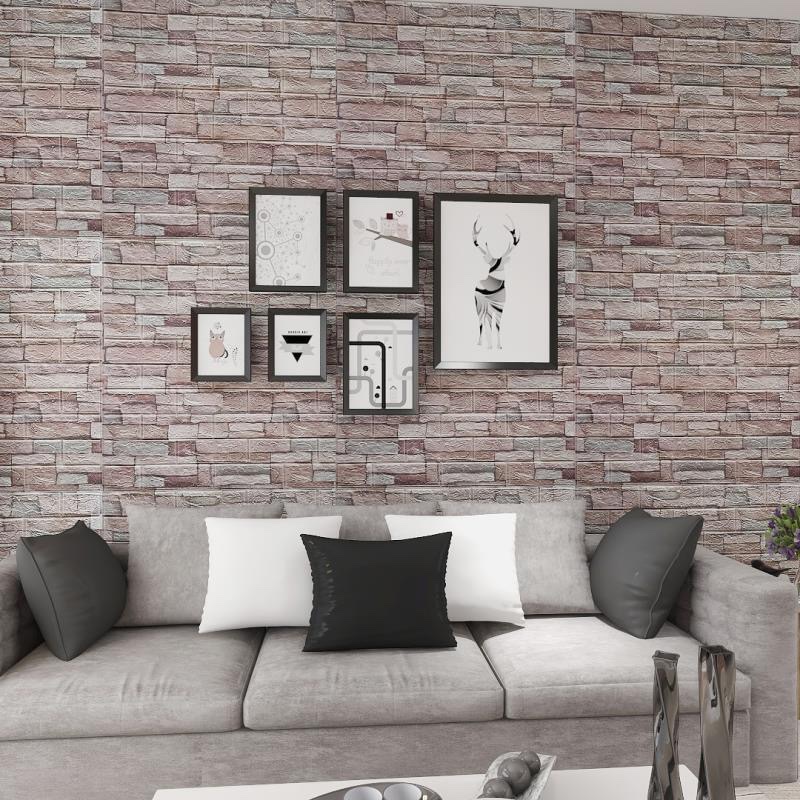 Cross-border brick-textured self-adhesive wallpaper, 3d stereoscopic small-sized foam wall stickers, waterproof renovation, old wall wallpaper wholesale detail image 3
