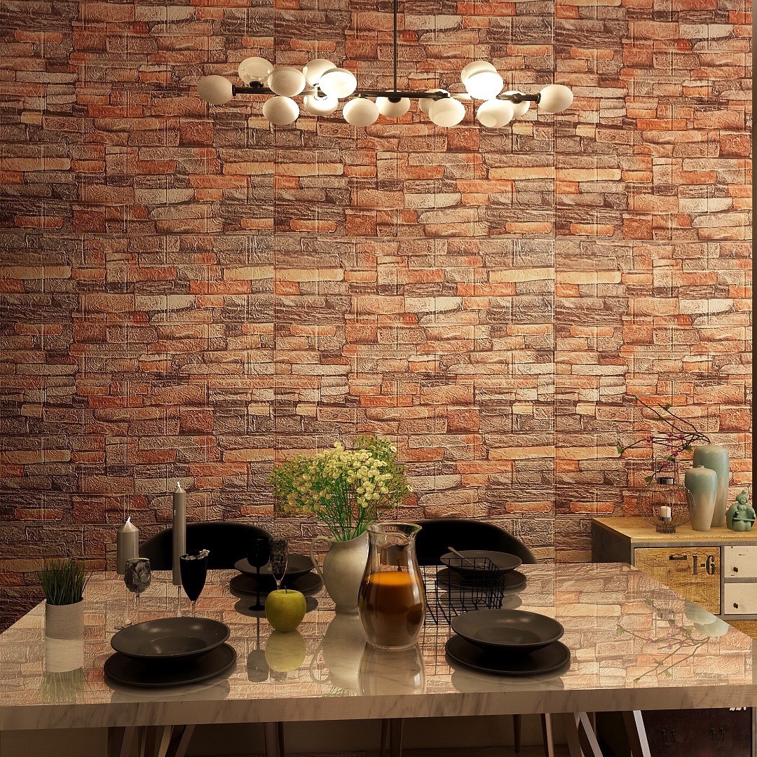 Cross-border brick-textured self-adhesive wallpaper, 3d stereoscopic small-sized foam wall stickers, waterproof renovation, old wall wallpaper wholesale detail image 9