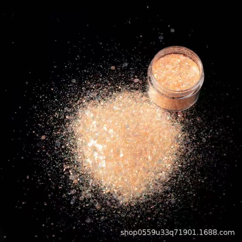 Best-selling gold onion powder, glitter powder, wearable nail art accessories, sequined glitter powder detail image 3