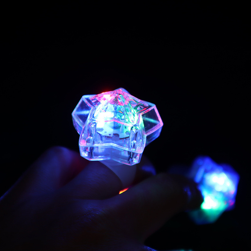 1476LED发光五角星戒指 美国国庆独立日发光红蓝白五角星戒指产品图
