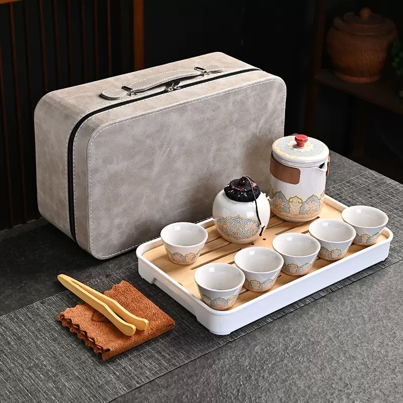 宫廷茶具套装旅行茶具茶具套装茶器礼盒便携茶具套装旅行茶具茶具茶器礼品定制logo 
