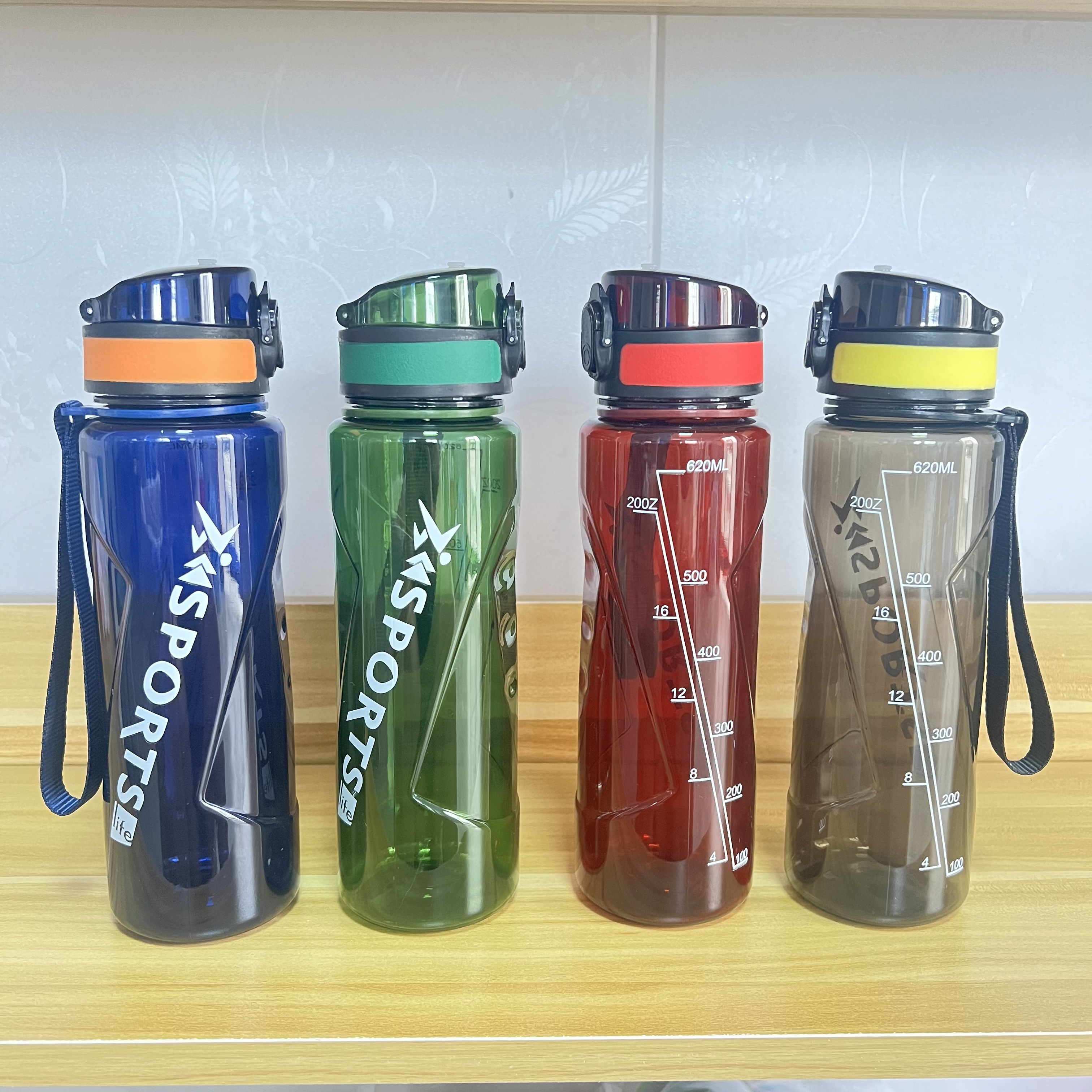 New popular sports water bottles for foreign trade, outdoor portable 500ml and 620ml explosion-proof and leak-proof lightweight sports water cups Specification drawing