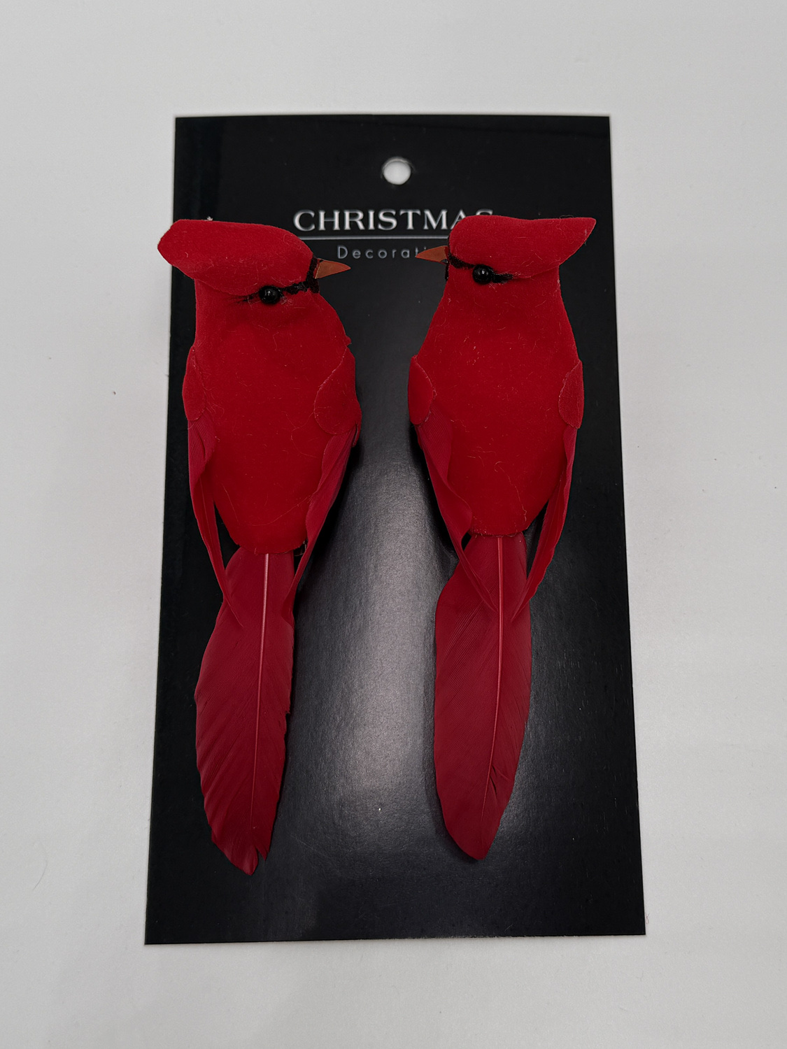 大红色仿真小鸟，带夹子，圣诞装饰，装饰窗帘、花草细节图