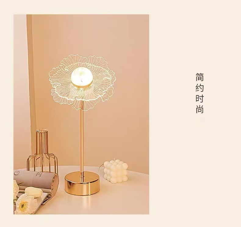 轻奢简约亚克力台灯ins创意太阳花礼品氛围灯网红少女房卧室桌灯详情图6