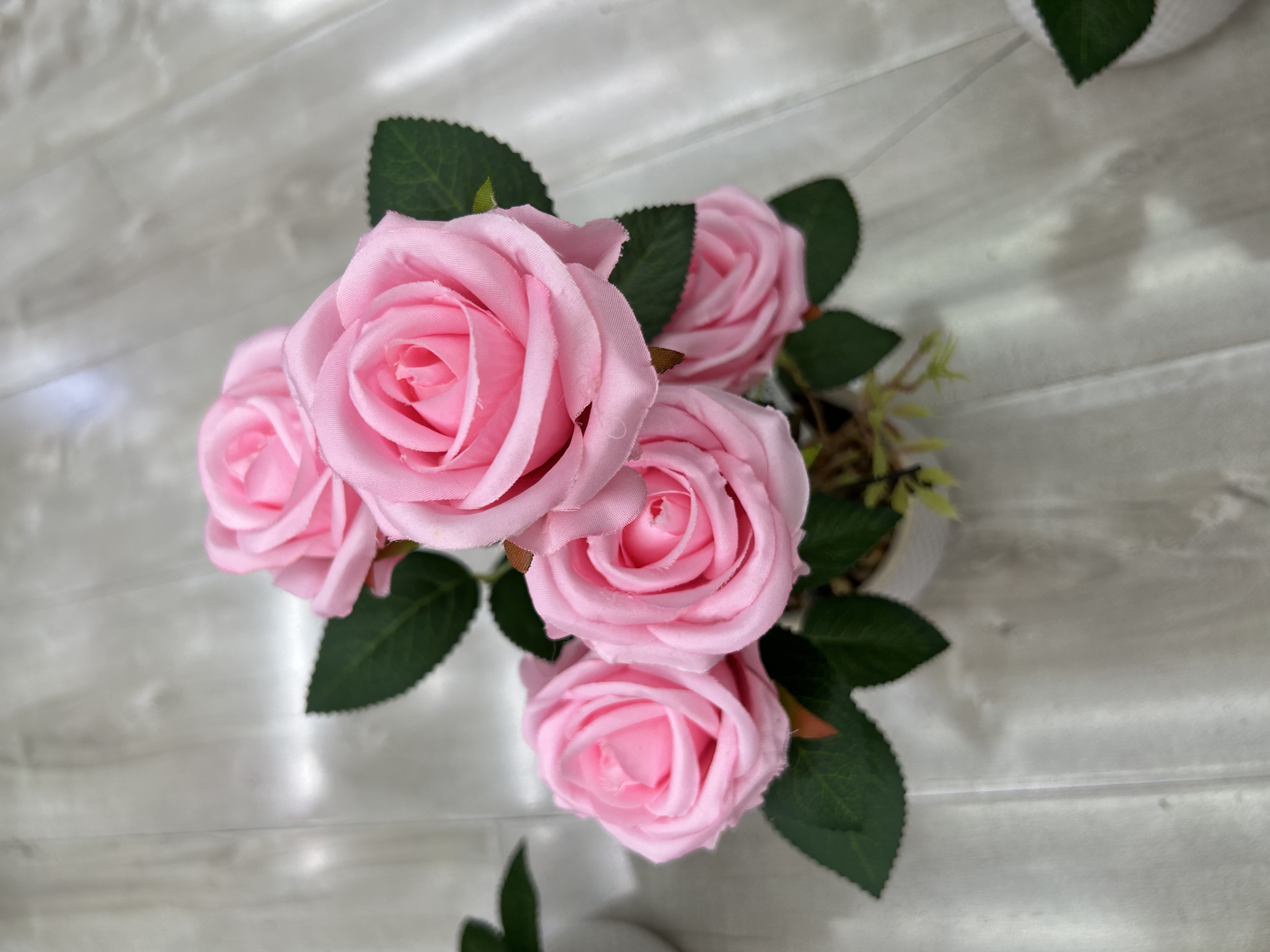 Rose simulation bonsai, ceramic POTS, flower POTS, pine leaves, desktop small bonsai, office Specification image