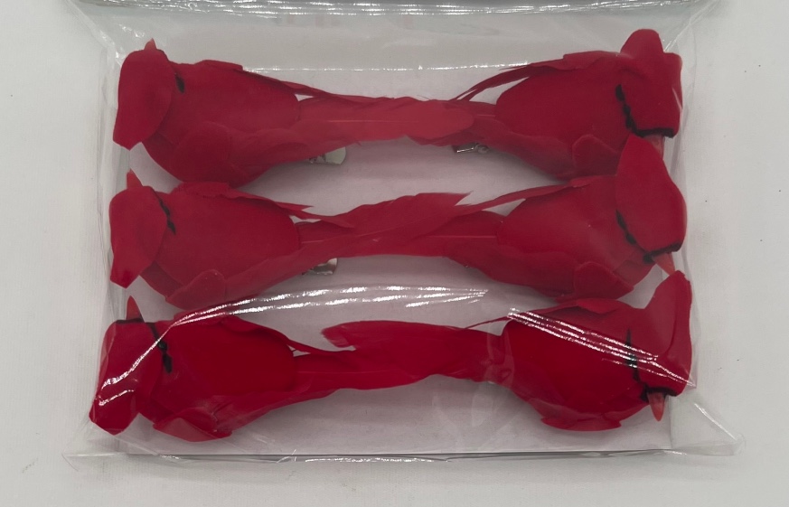 大红色仿真小鸟，带夹子，圣诞装饰，装饰窗帘、花草