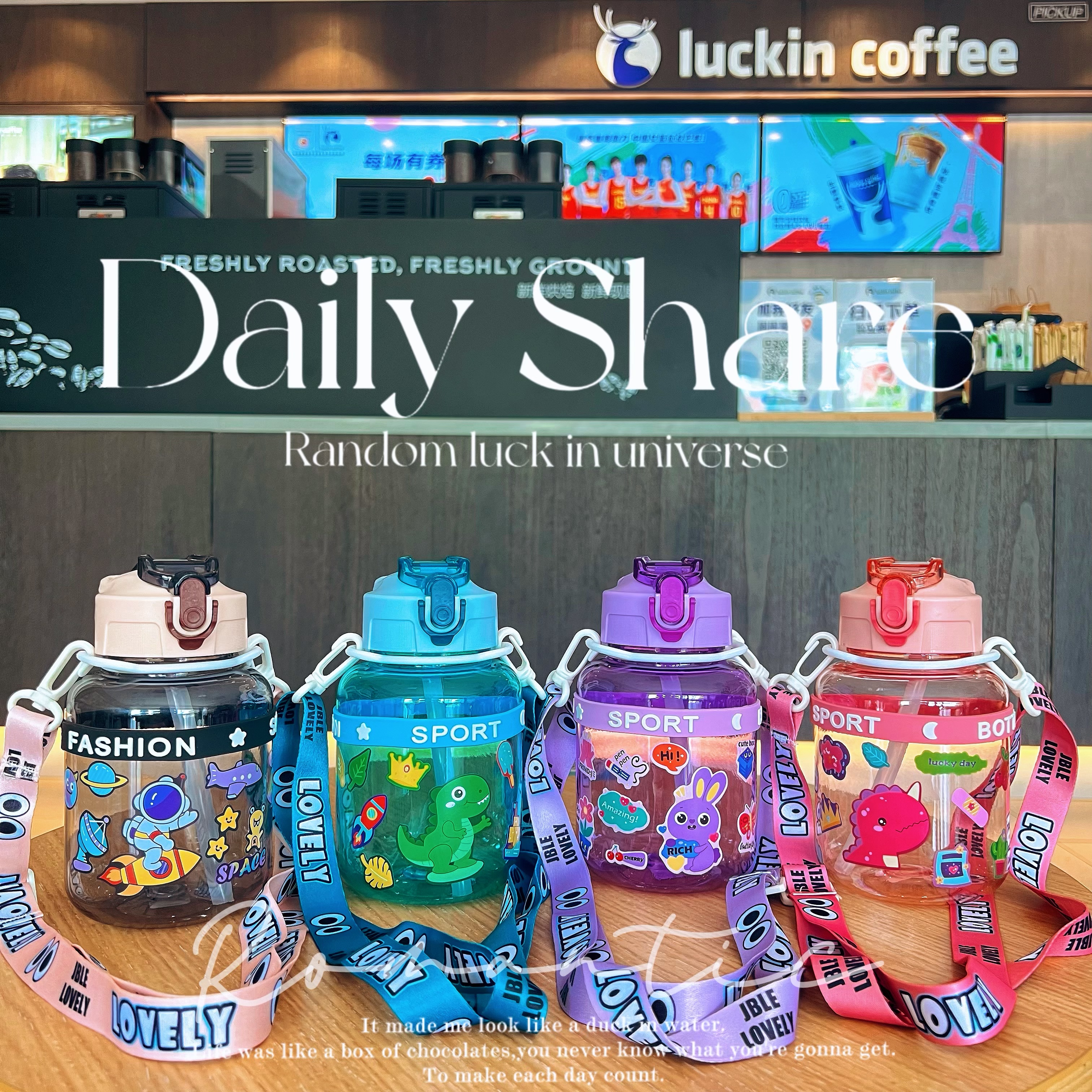 Hot-selling tonnage cups, cute straw cups, sports water bottles, outdoor water cups, large-capacity portable, leak-proof design Application Scenario