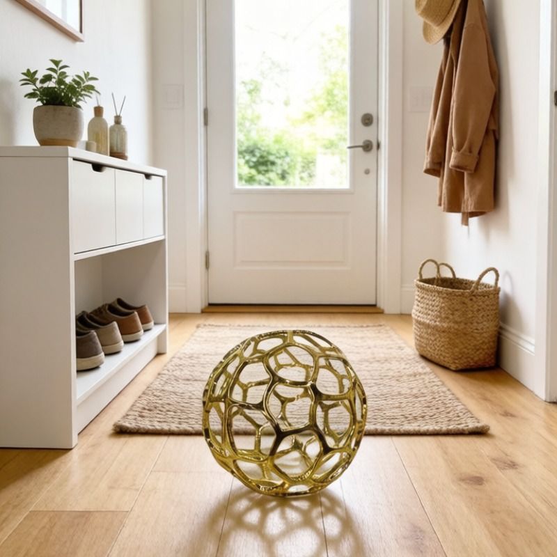 Mengshi Toys Golden hollowed-out spherical decorative items, Vietnamese natural agarwood Museum art accessories, crystal balls, fridge magnets details Picture