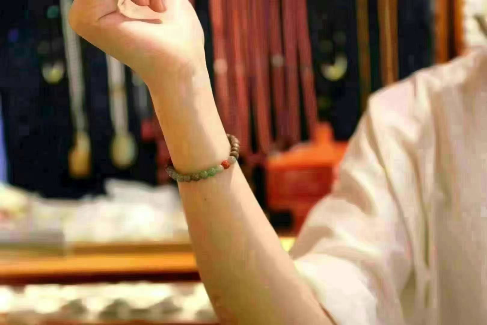 Original handcrafted Yingge Green agarwood bracelet for cultural play detail image 8