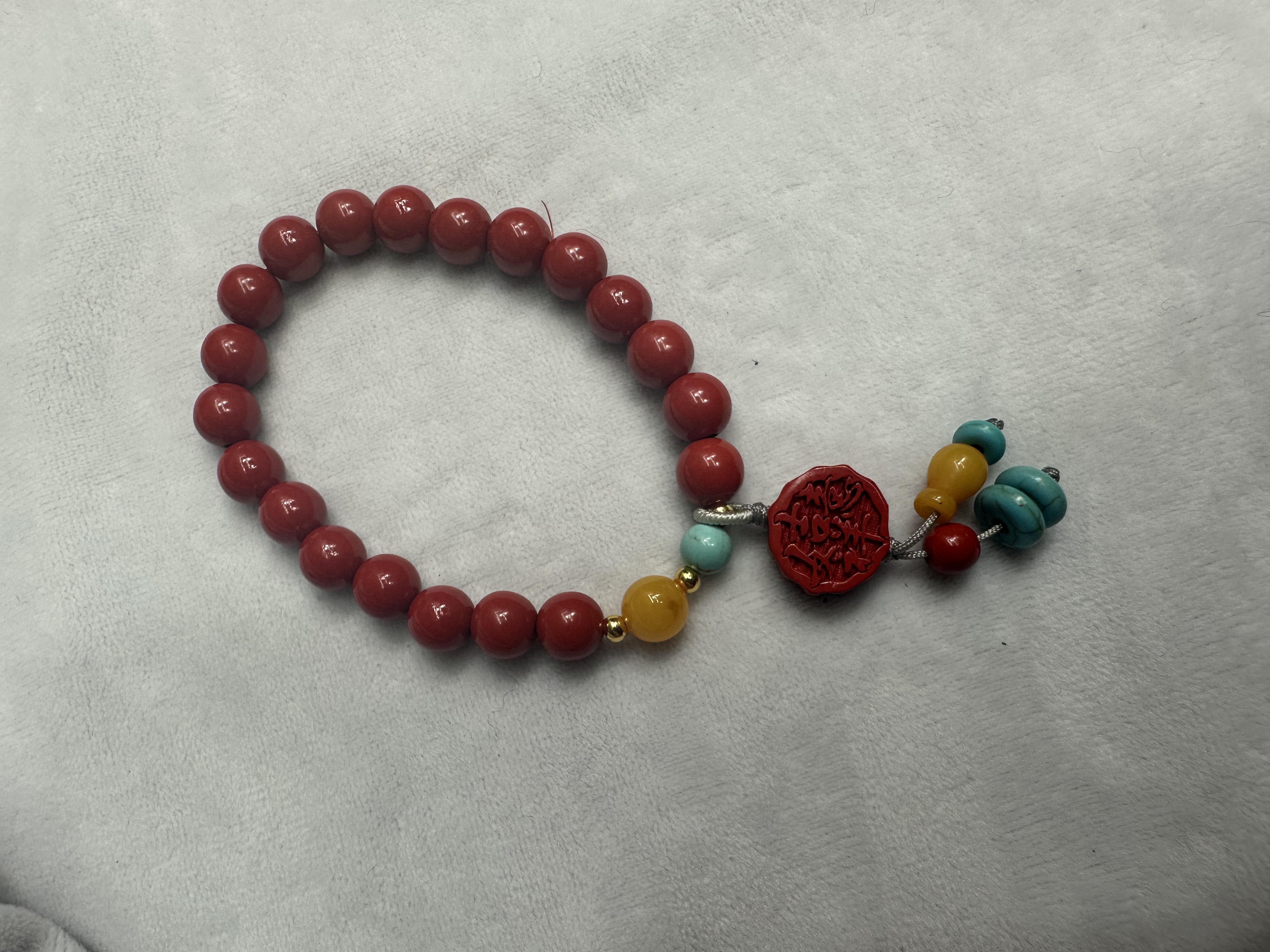 Chinese-style cinnabar bracelet pendant, light luxury and niche cinnabar jewelry