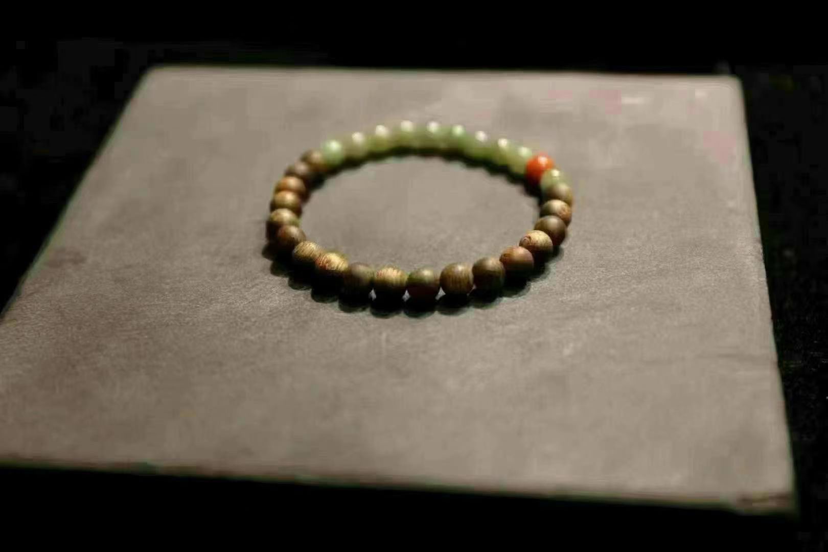 Original handcrafted Yingge Green agarwood bracelet for cultural play detail image 2