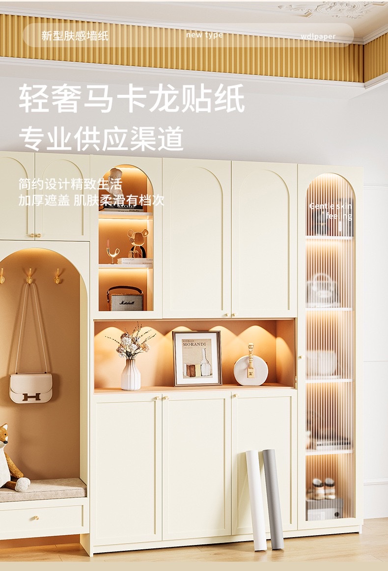 Waterproof and moisture-proof wall stickers, thickened wallpaper, self-adhesive, high-end background wall decoration stickers for rental housing detail image 9