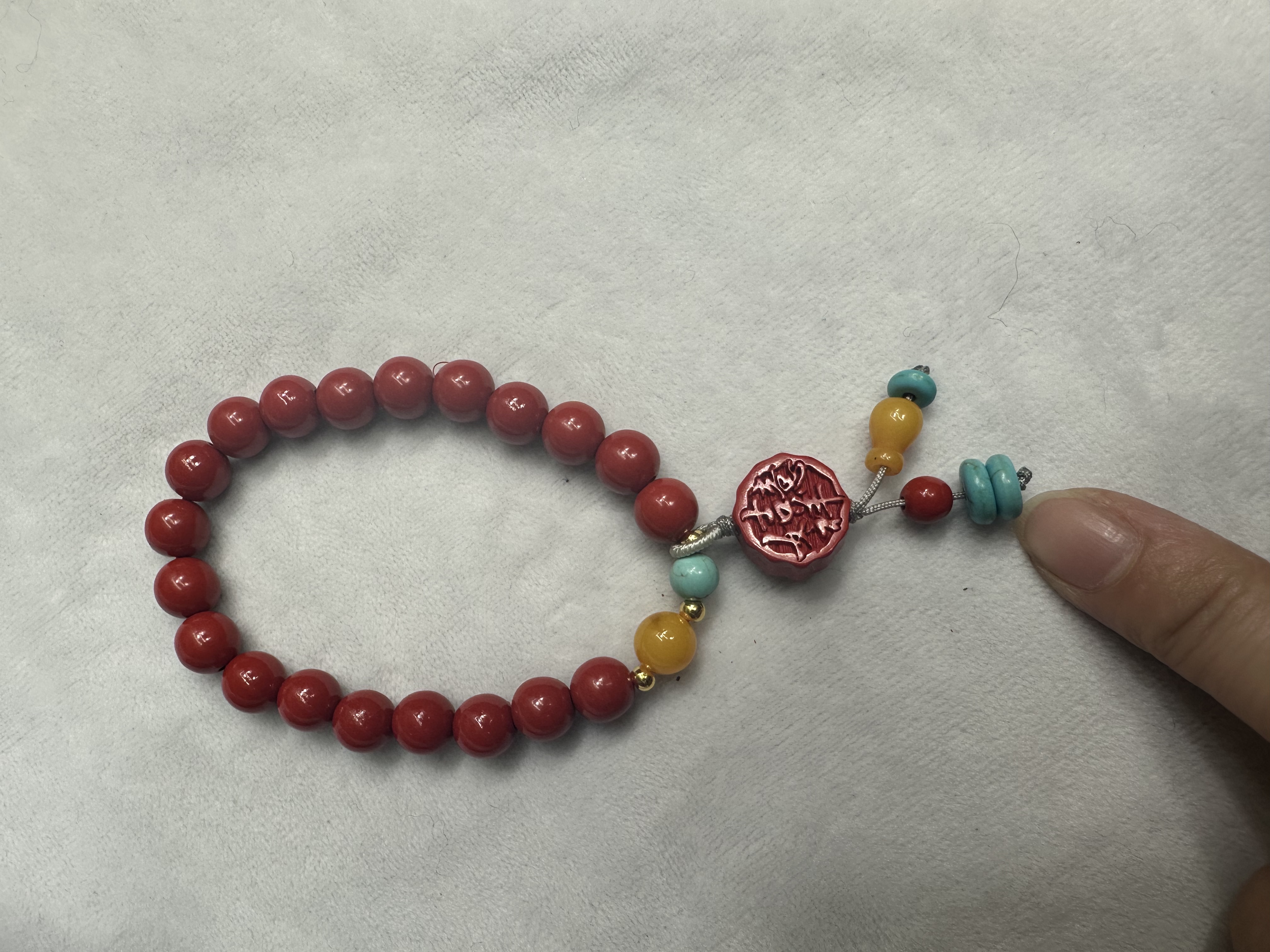 Chinese-style cinnabar bracelet pendant, light luxury and niche cinnabar jewelry details Picture