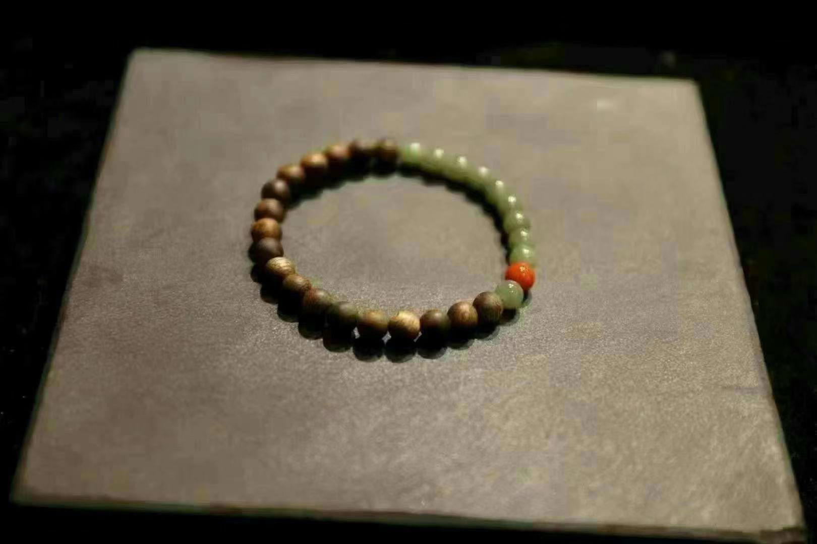 Original handcrafted Yingge Green agarwood bracelet for cultural play detail image 5
