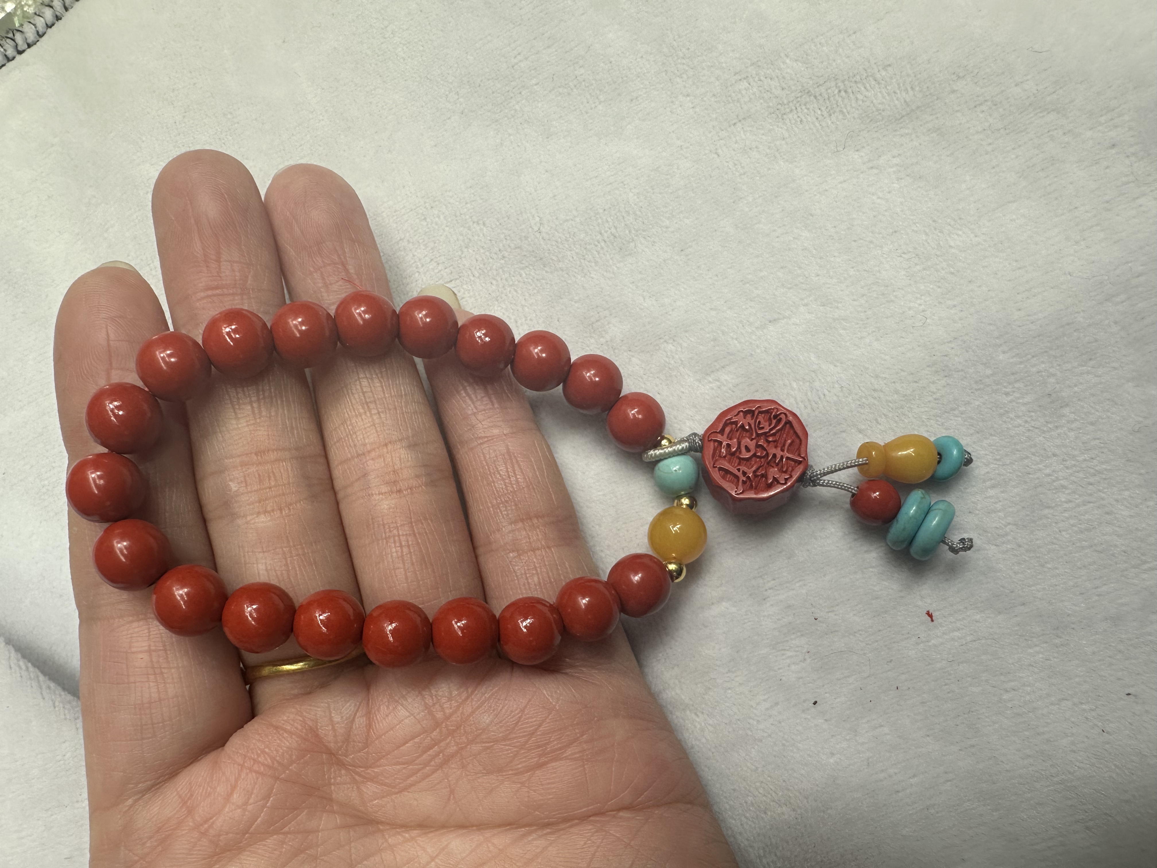 Chinese-style cinnabar bracelet pendant, light luxury and niche cinnabar jewelry Specification image