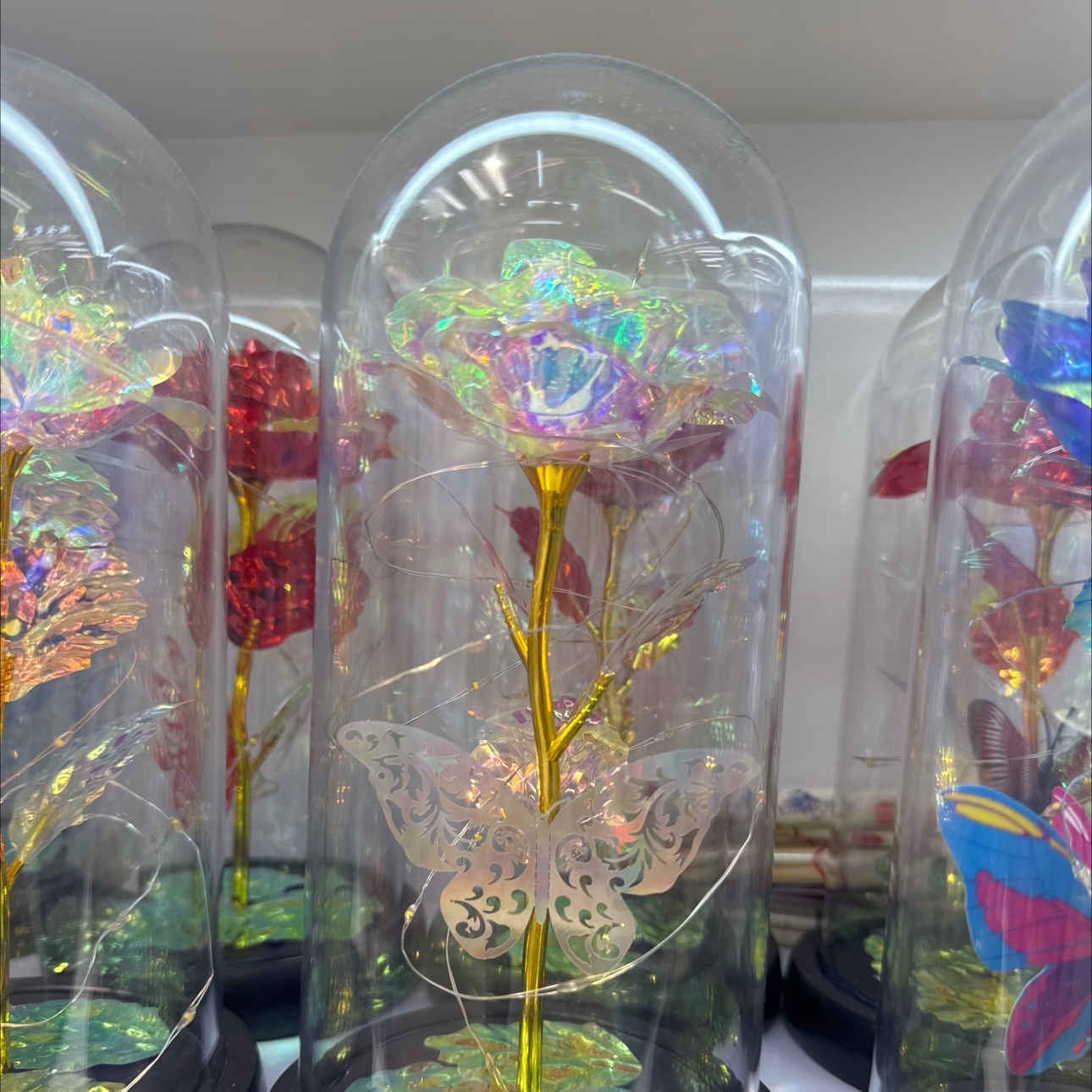 led仿真玫瑰玻璃罩亚克力塑料花瓶装饰摆件家居用品跨境