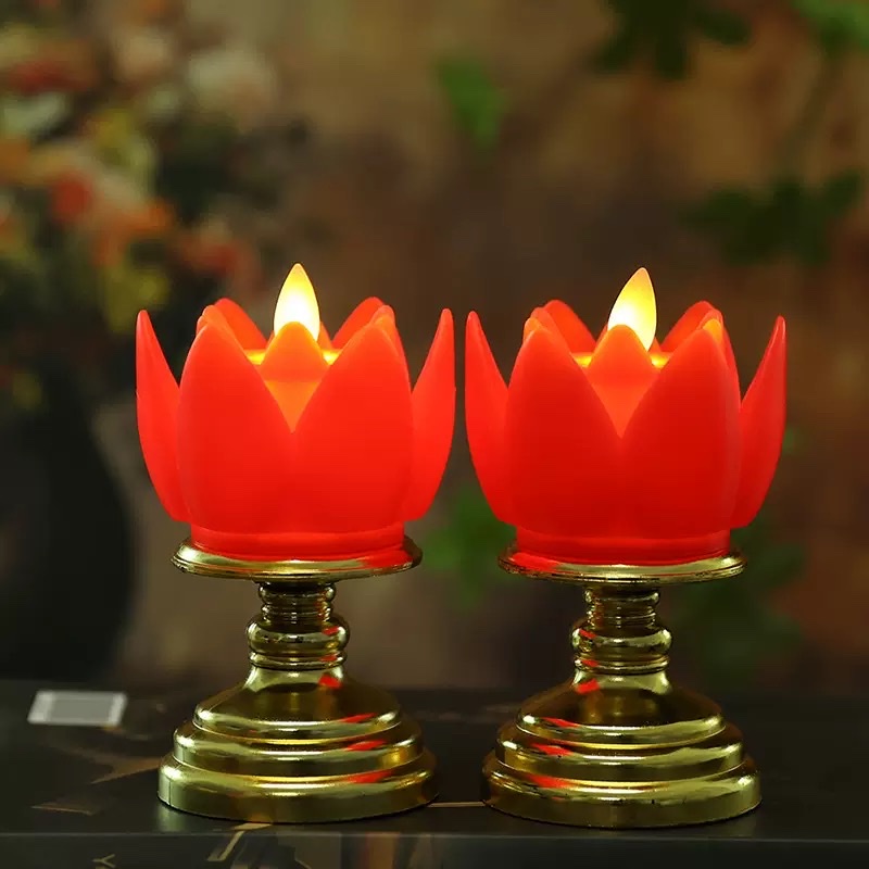 LED电子蜡烛莲花灯佛供灯仿真摇摆长明灯寺庙电子酥油灯烛台摆件细节图
