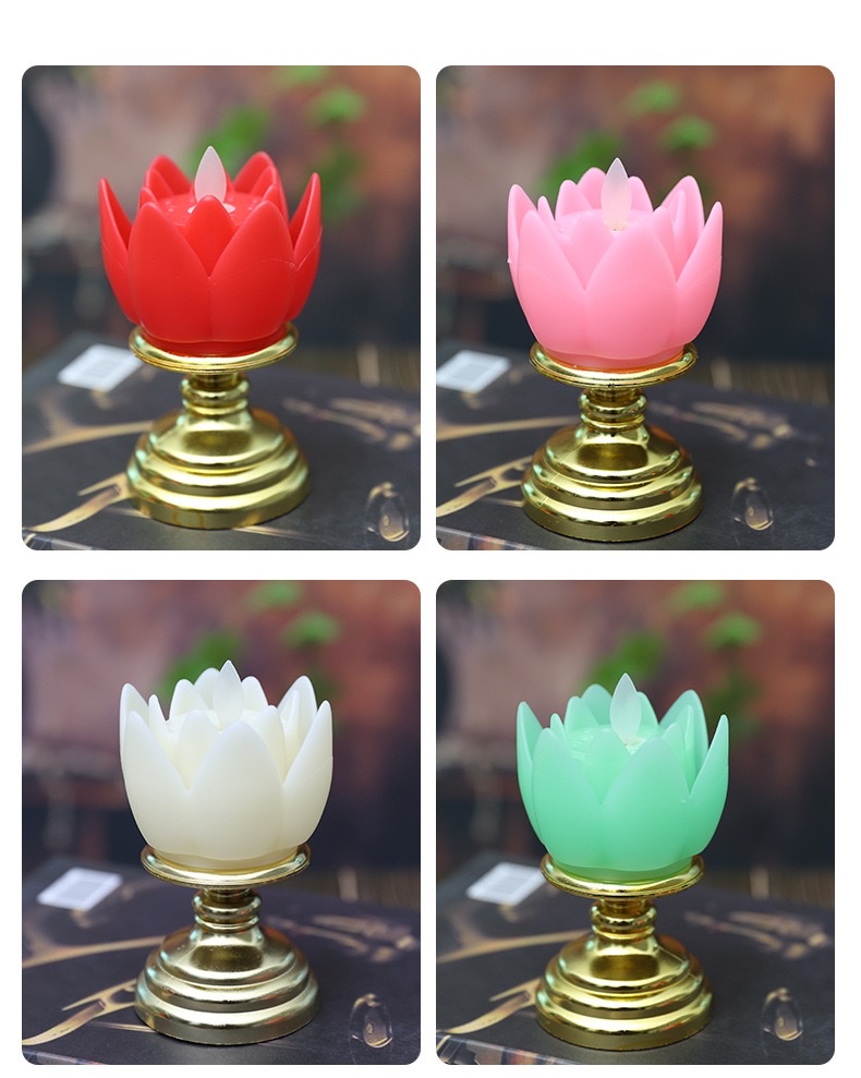 LED电子蜡烛莲花灯佛供灯仿真摇摆长明灯寺庙电子酥油灯烛台摆件详情图8