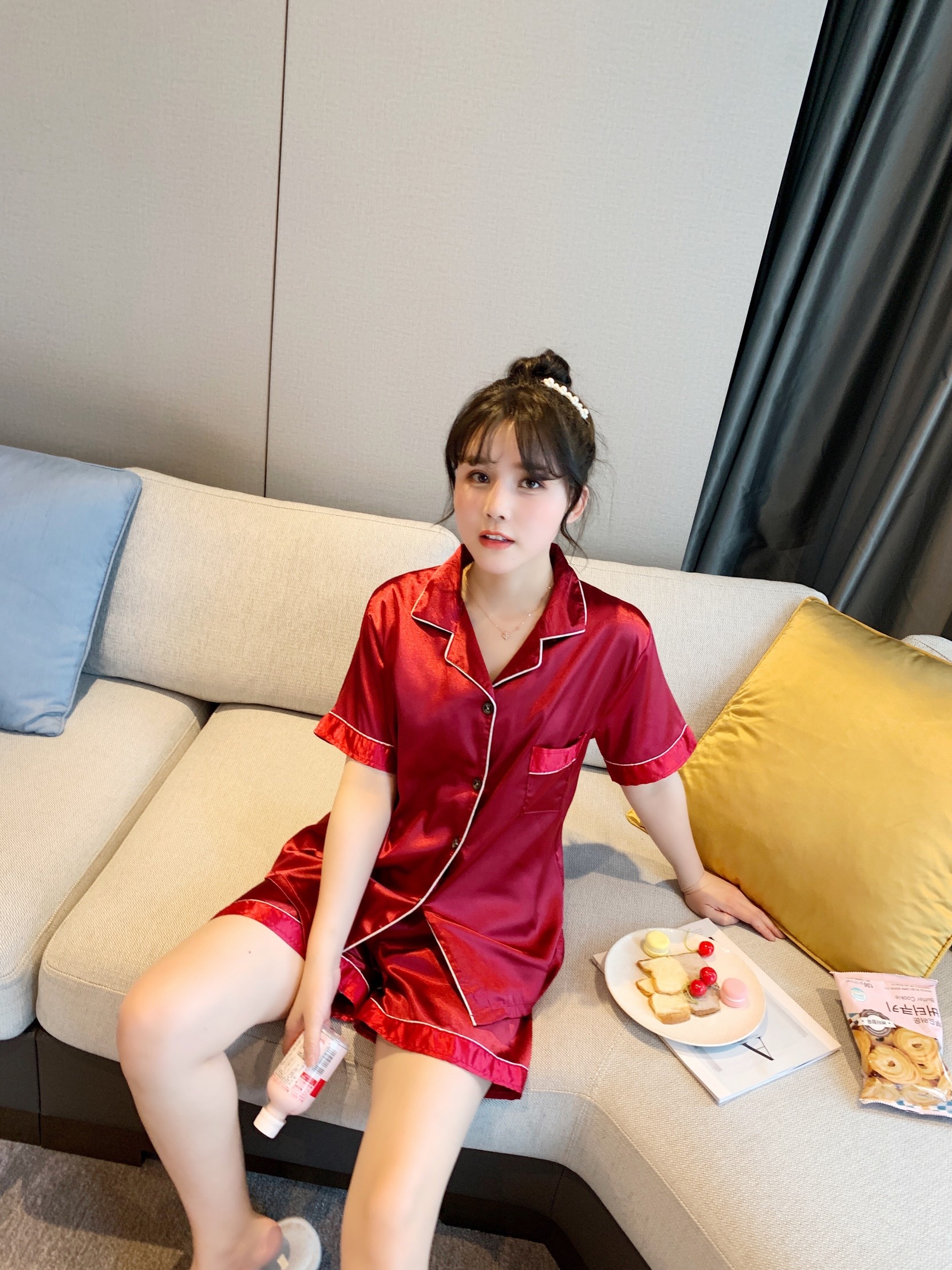 Silk pajamas, soft, breathable and comfortable home wear, new summer bathrobes for women detail image 7
