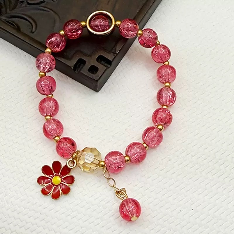 小雏菊爆花手链太阳花女学生森网红彩色水晶手串韩版简约现货批发