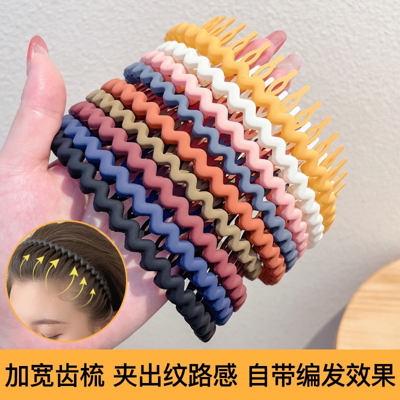 Korean toothed anti-slip hair band, no damage to hair, no frequent hair, colorful wavy hair band, good items for women's broken hair, headwear, headwear, hair band Specification image