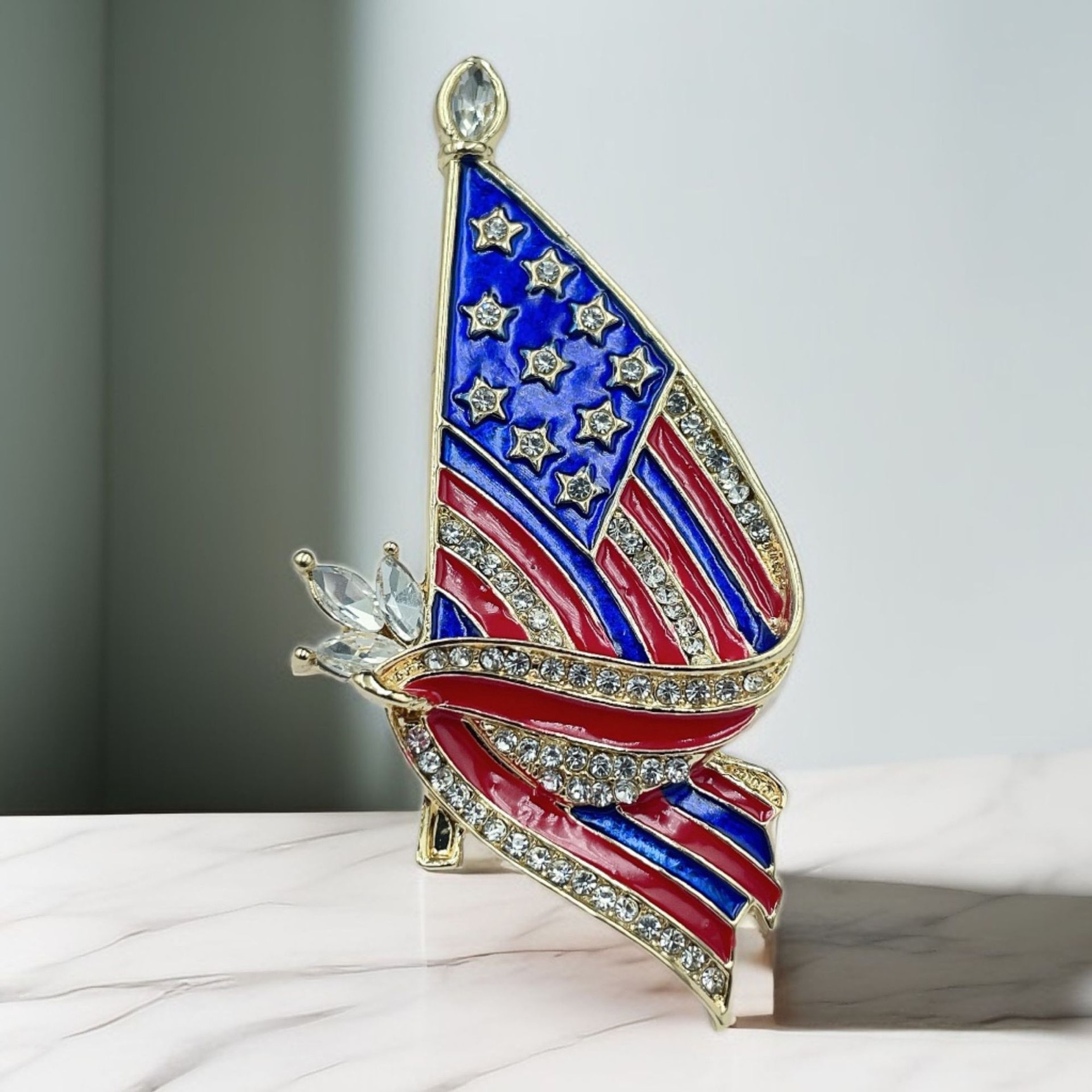 Wholesale of new European and American oil-dripping color diamond five-pointed star letter brooches, napkin rings and creative commemorative pins detail image 11