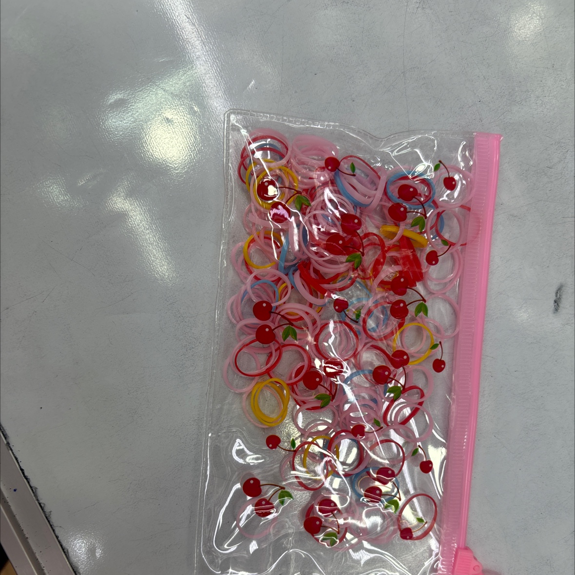 樱桃拉链袋混色皮筋可爱儿童发饰特厚强拉不断小孩一次性皮圈细节图