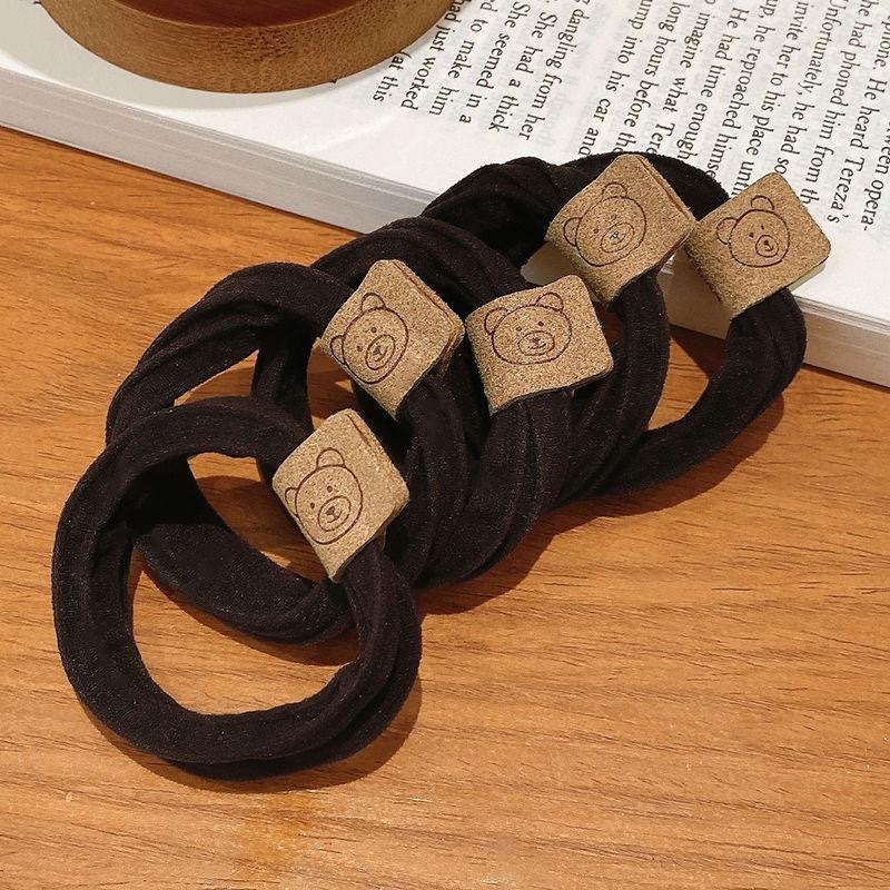 Simple, high-elasticity, seamless bear hair tie, leather band hair tie, durable high ponytail headwear, towel tie hair tie undefined