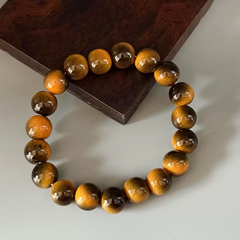 仿虎眼石8mm10mm手链黄虎眼红虎眼手串跨境爆款欧美时尚弹力手链