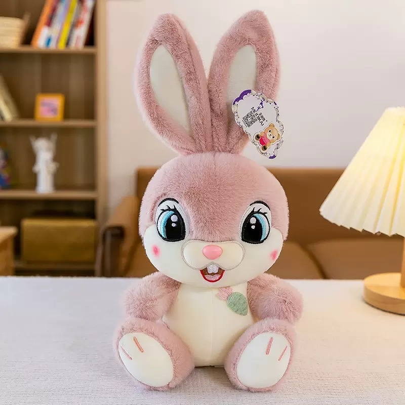 Sweet rabbit plush toys, cute big-eyed rabbit dolls, long-eared rabbit dolls, children's soothing dolls details Picture