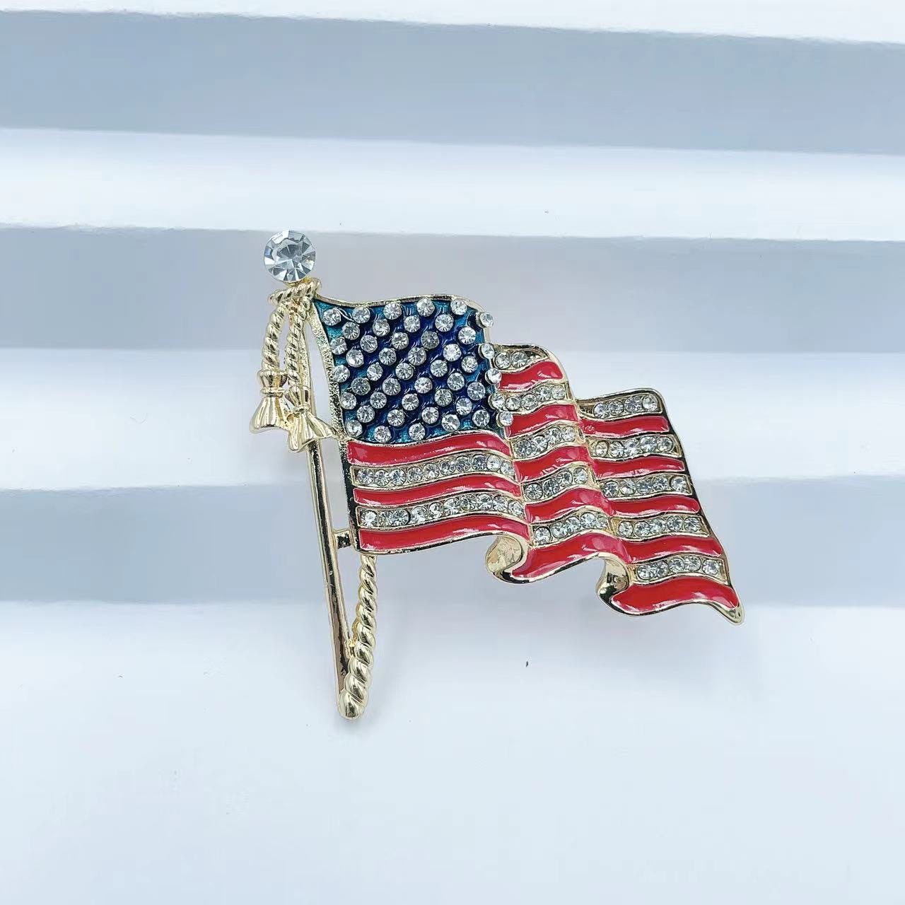 Wholesale of new European and American oil-dripping color diamond five-pointed star letter brooches, napkin rings and creative commemorative pins detail image 6