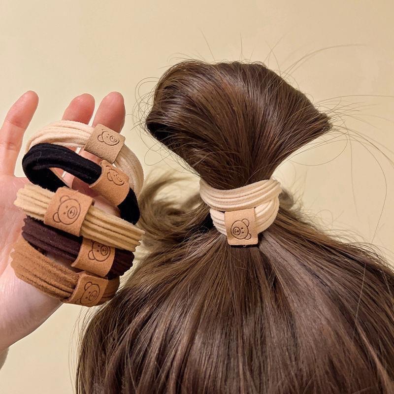 Simple, high-elasticity, seamless bear hair tie, leather band hair tie, durable high ponytail headwear, towel tie hair tie Specification image