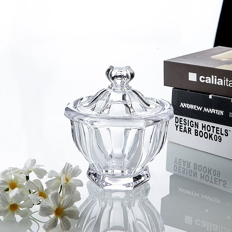 Chinese-style exquisite and thick crystal glass storage jars with LIDS, snack jars, fruit plates, storage jars, household dried fruit jars